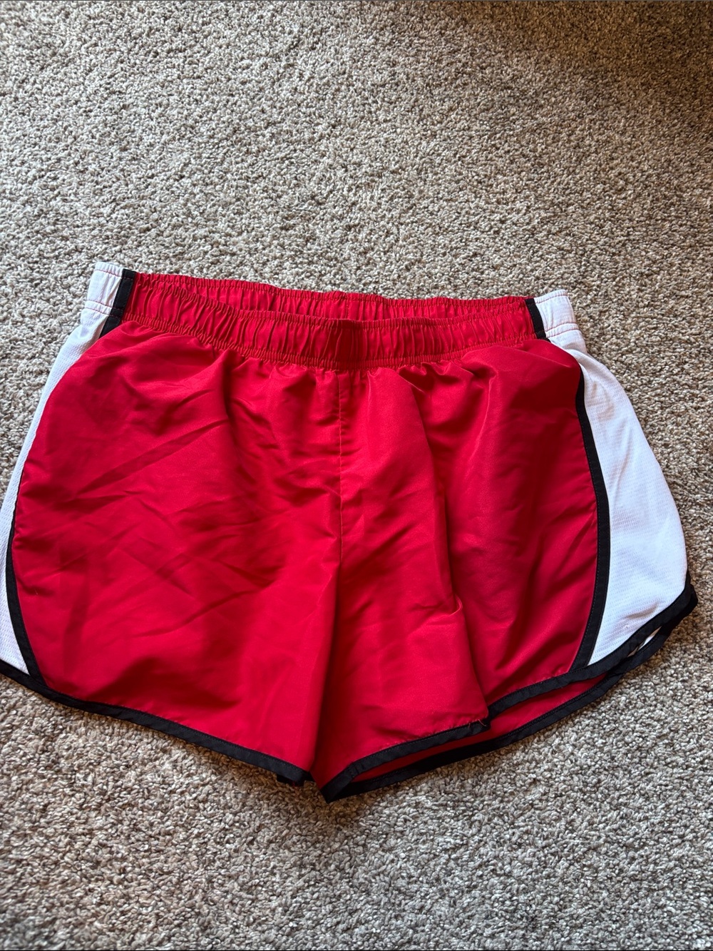 Athletic Works Red Athletic Shorts with White Side Panels